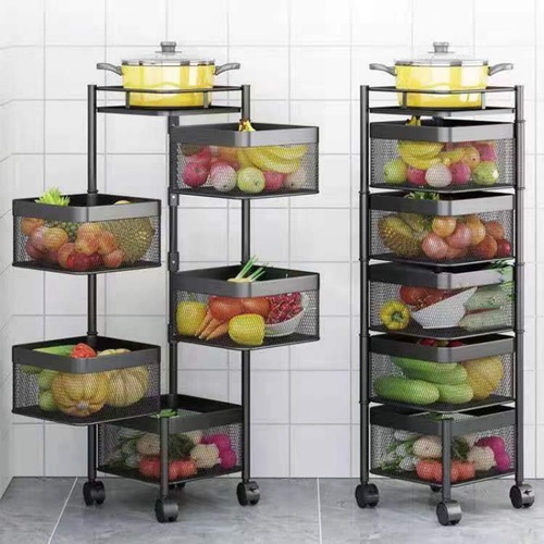 Rotating Kitchen Shelf, No Assembly Required, Multi-Layer Vegetable Rack, Household Multifunctional Fruit and Snack Stand