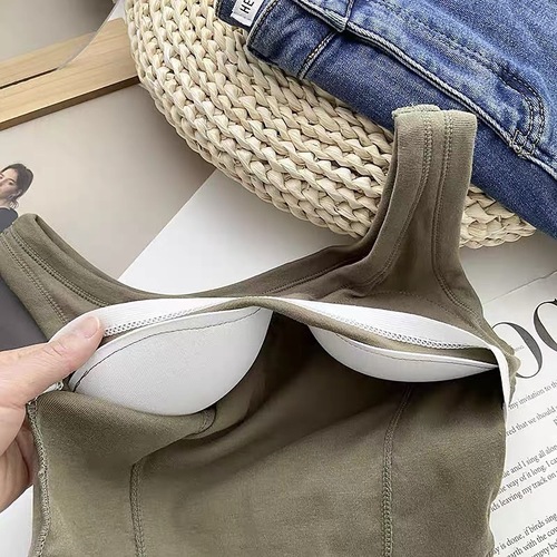  New Korean Style Threaded Fishbone Hot Girl Suspension Women's Vest with Breast Pads Seamless Slimming Inner Back-Beautiful Underwear