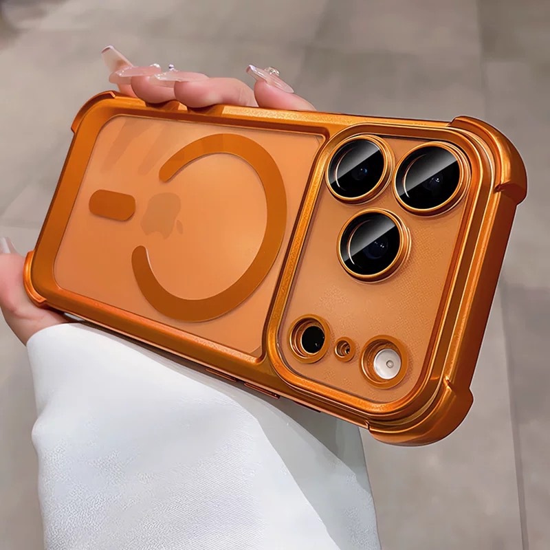 Aplicable para iPhone17PRO caso de teléfono de alta calidad esmerilado cuatro ángulos bolsa de aire de succión magnética todo incluido anti-caída manzana 16 / 15