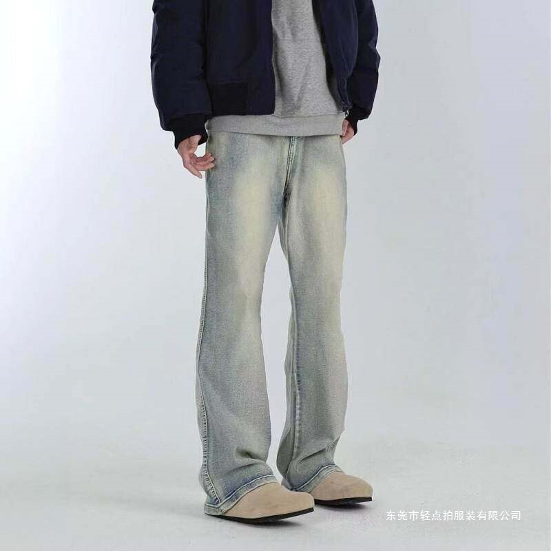 2025 Spring and Autumn Three-Color Atmosphere Straight-Leg Flared Versatile Stretch Retro Washed Casual Jeans Black Blue