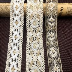 復古風棉線服裝輔料刺繡網紗花邊 棉股繩機繡lace蕾絲廠家批發