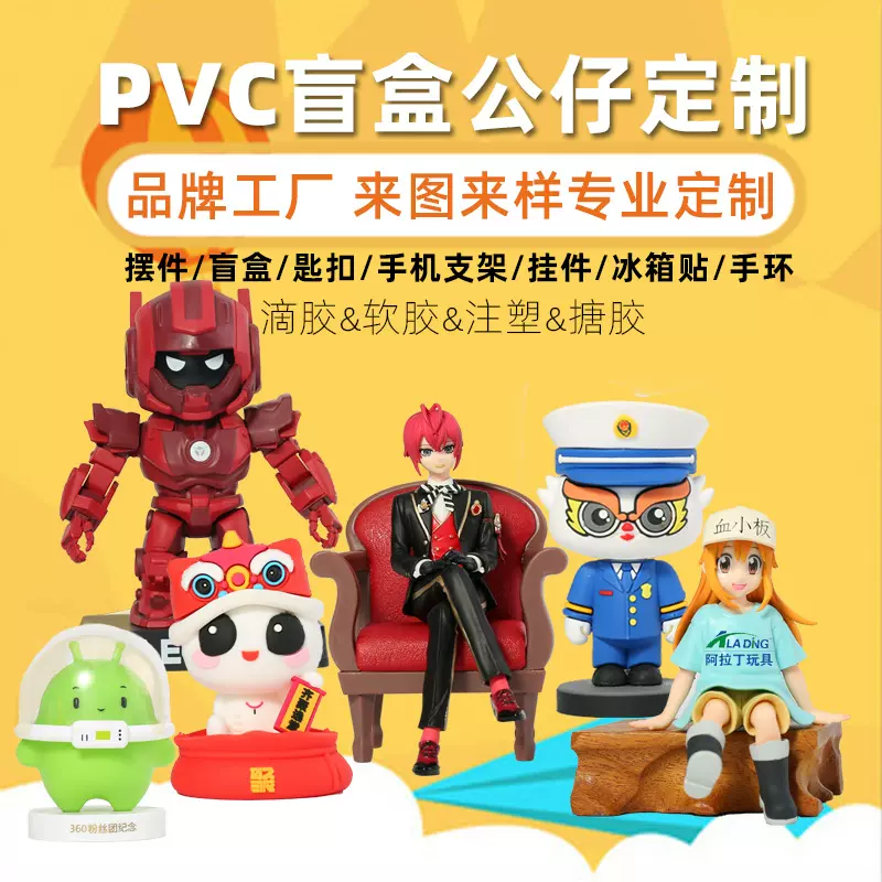 树脂盲盒手办公仔定制 卡通玩偶工艺品来图定做车载桌面摆件订制