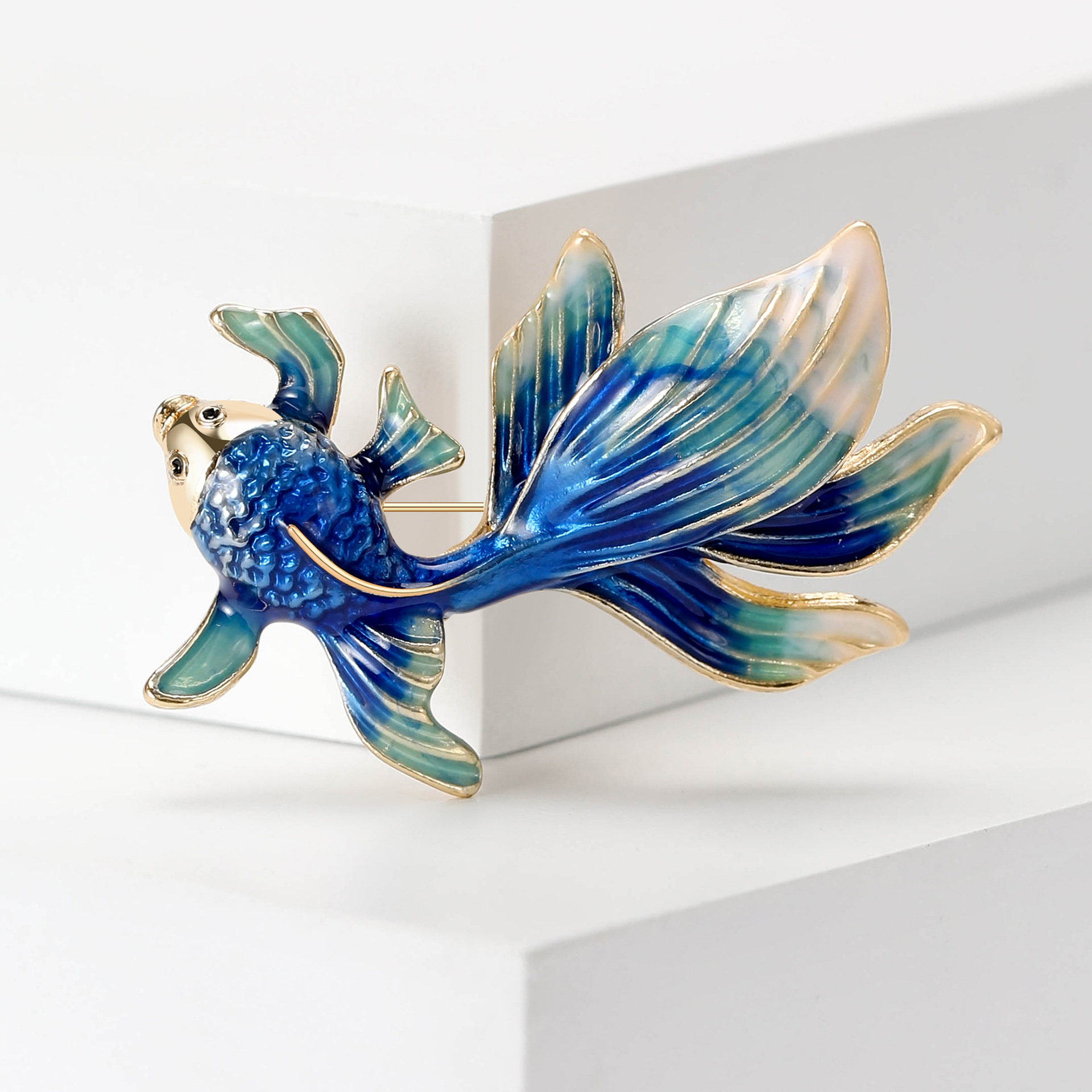 15g Weight Brooches Classification Banquet Occasion Alloy Material Goldfish Pattern All Seasons Season Women's Gender Enamel Design Chinoiserie Style Chinoiserie Pin Goldfish Alloy Enamel Women's Brooches 4