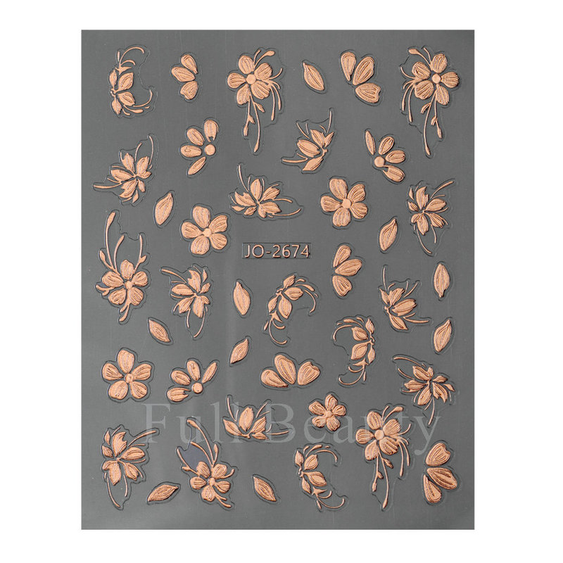 国境を越えた新しいネイルシールinsは手描きの金枝玉葉箔押し金の花のような花の花の爪をまねる|undefined
