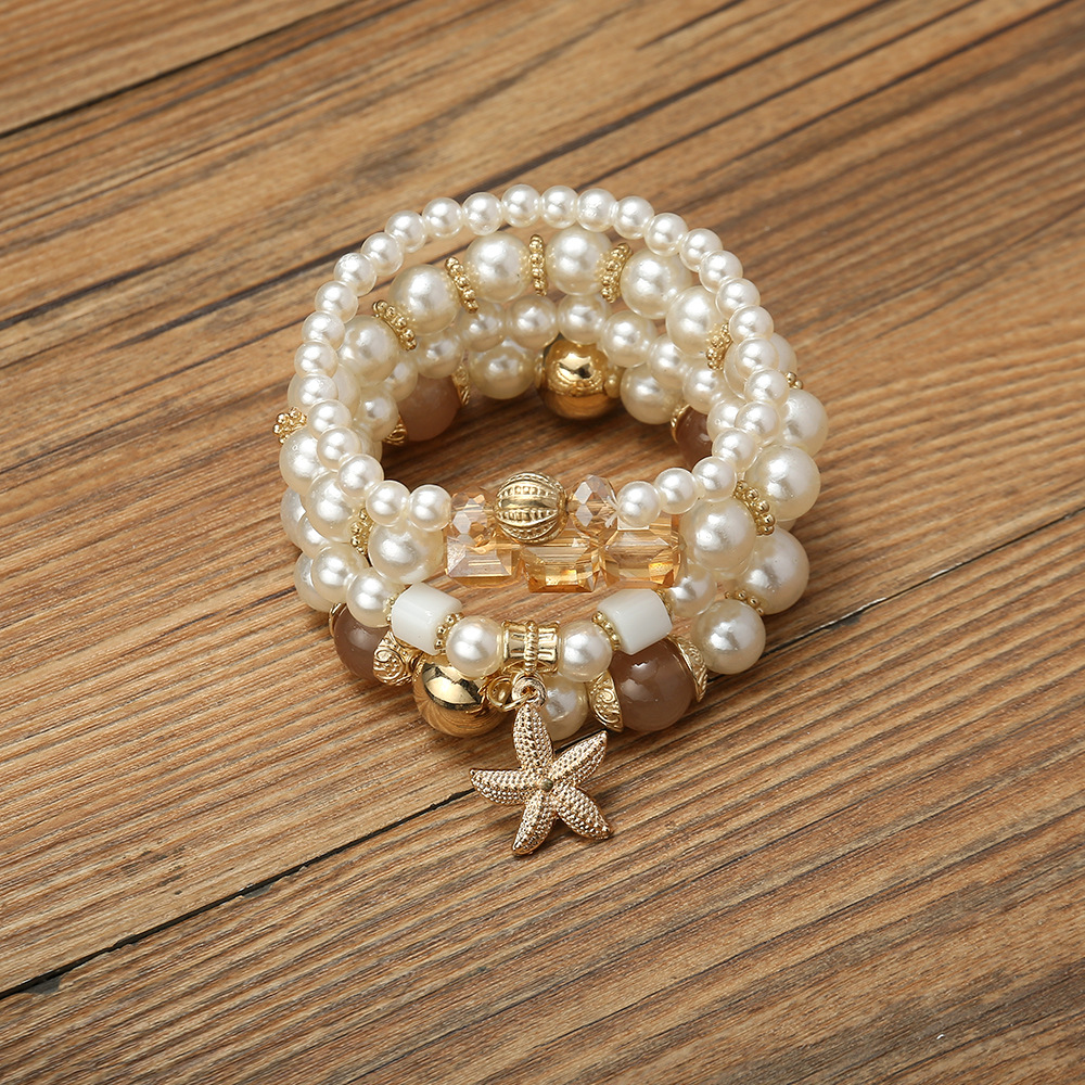 4 Pieces Fashion Tree Starfish Artificial Pearl Beaded Womenu0027S Bracelets