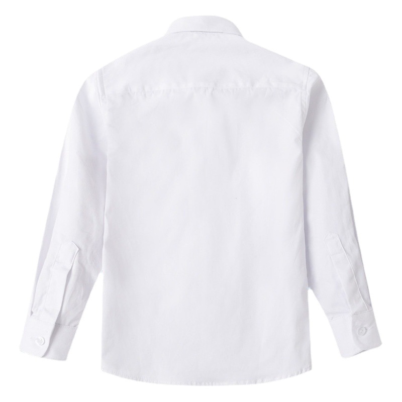 [Bao Pang Zi] Boys White Shirt Long Sleeve Pocket Sky Blue Cotton Shirt School Uniform for Primary and Secondary School Students