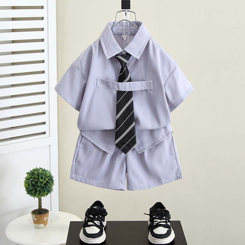 5183 Traje para niños Traje de verano para niños 2025 Nuevo estilo Vestido para niños Traje de rendimiento Bebé Verano Estilo británico