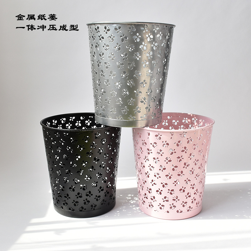 [Fabricante] cubo de basura de metal de la Oficina papelera de almacenamiento en el hogar Cubo de hierro Net anti-herrumbre descubierta papelera al por mayor