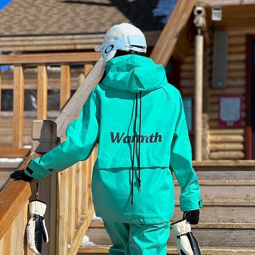 Wholesale Women's Hooded Snowboard Jacket with Bright Color Waterproof Warm Fleece Thick Outerwear Hiking Gear