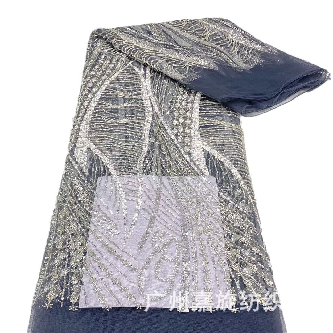 2024 nuevo proceso de diseño ondulado bordado de tubo de perlas tejido de bordado de alta fijación de vestido de novia encaje image 6