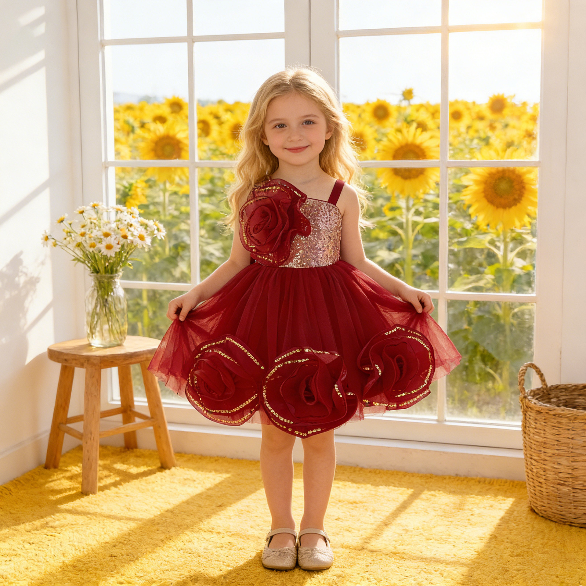 Vestido para niños de Amazon, vestido de princesa, vestido de flor, vestido de fiesta de niña de flores, vestido de noche de un año de bebé