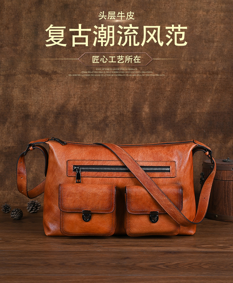 Túi tote da bò dung tích lớn đeo chéo cổ điển nữ — Màu nâu cổ điển, Cà phê cổ điển, Màu đen cổ điển chi tiết 2