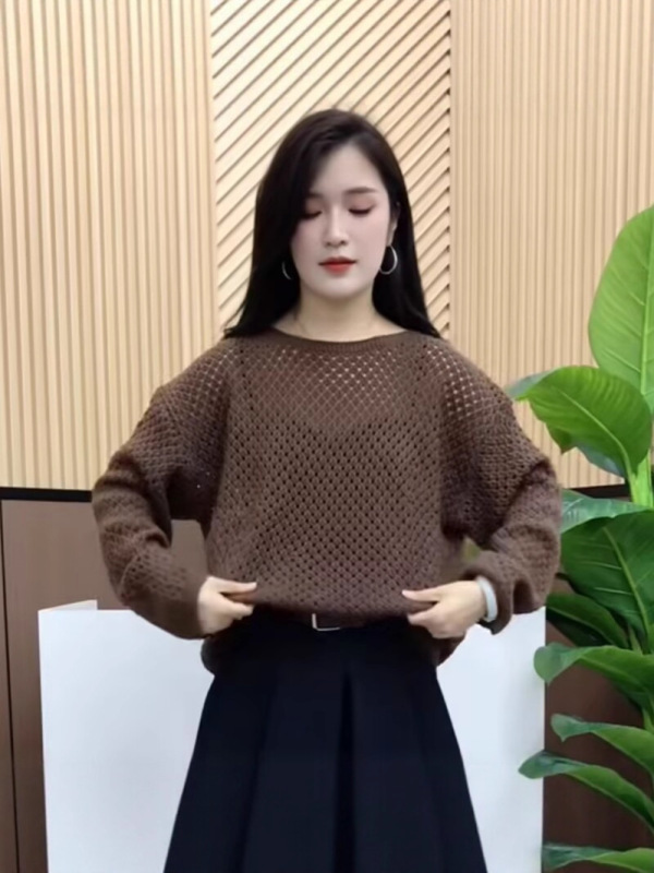 2025早秋季新款韩版时尚百搭圆领长袖针织衫女宽松显瘦毛衣上衣|undefined