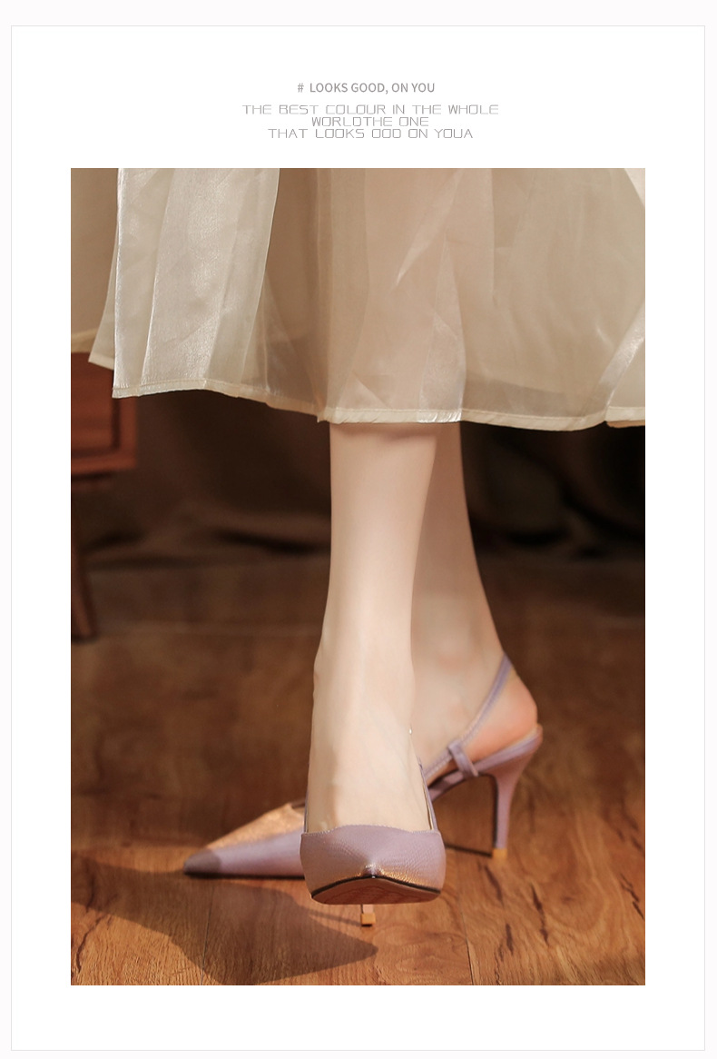 7755B Front Wrap Back Open Heel Sandals High Heels Elegant Commuting Versatile Daily Professional Temperament Women's_voghion.com