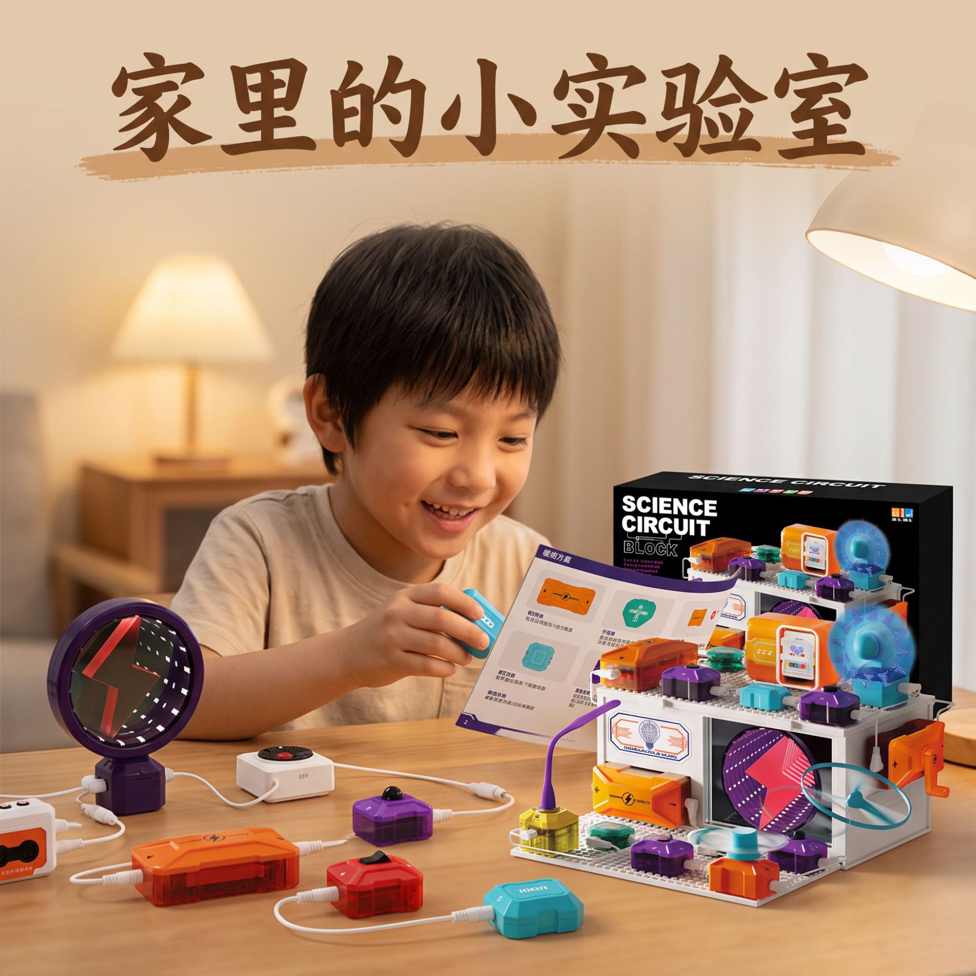 儿童科学电路积木物理实验套装小学生益智电子拼装玩具STEAM科教