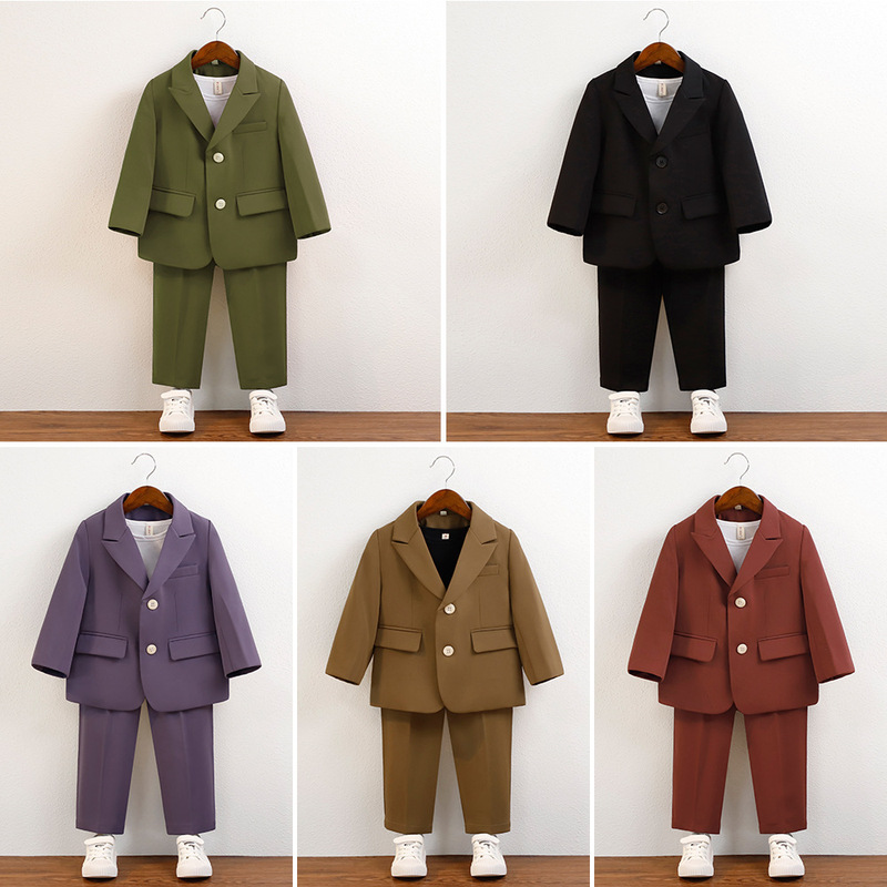 Children's Casual Suit Spring and Autumn New Style Small and Medium-sized Boys' Birthday Wedding Flower Boy's Activity Performance Suit Trendy Suit Children's Casual Suit Spring and Autumn New Style Small and Medium-sized Boys' Birthday Wedding Flower Boy's Activity Performance Suit Trendy Suit