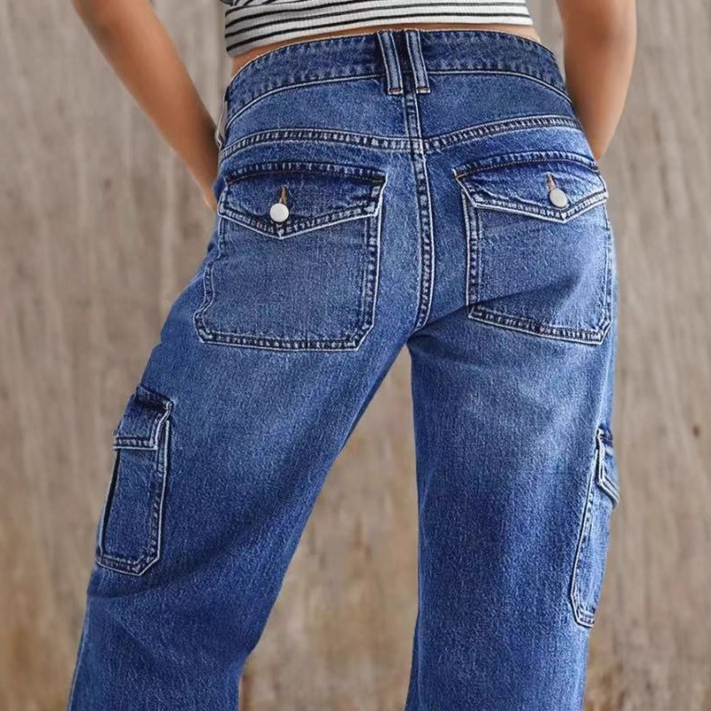 Jeans droits slim taille haute élastiques pour femmes, collection automne européenne et américaine_voghion.com