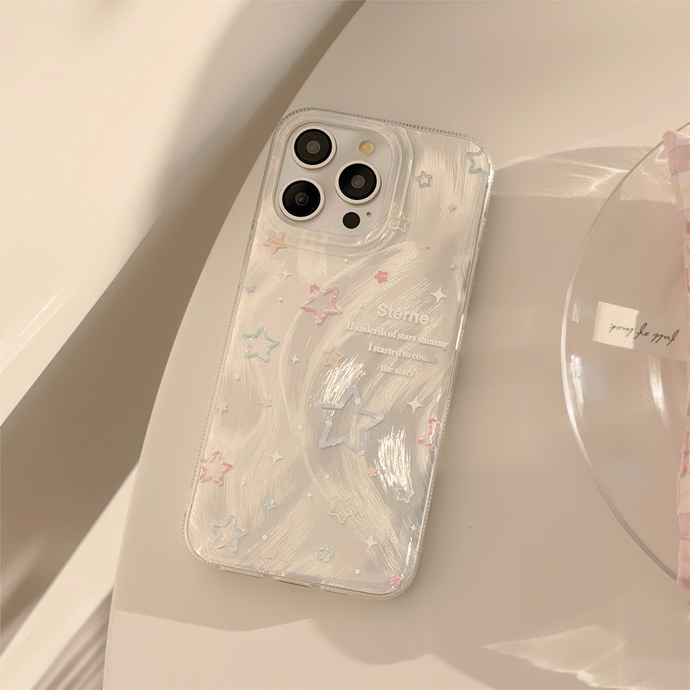 Funda protectora para iphone con diseño de estrellas y plumas_voghion.com