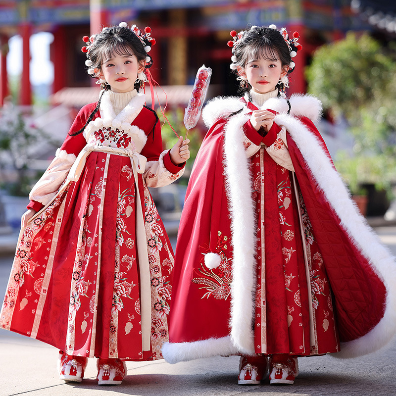 Children's Ancient Costume Hanfu Dress Set Winter 2026 New Style Chinese Style Cloak Girls' Princess Dress Ancient Style Tang Suit