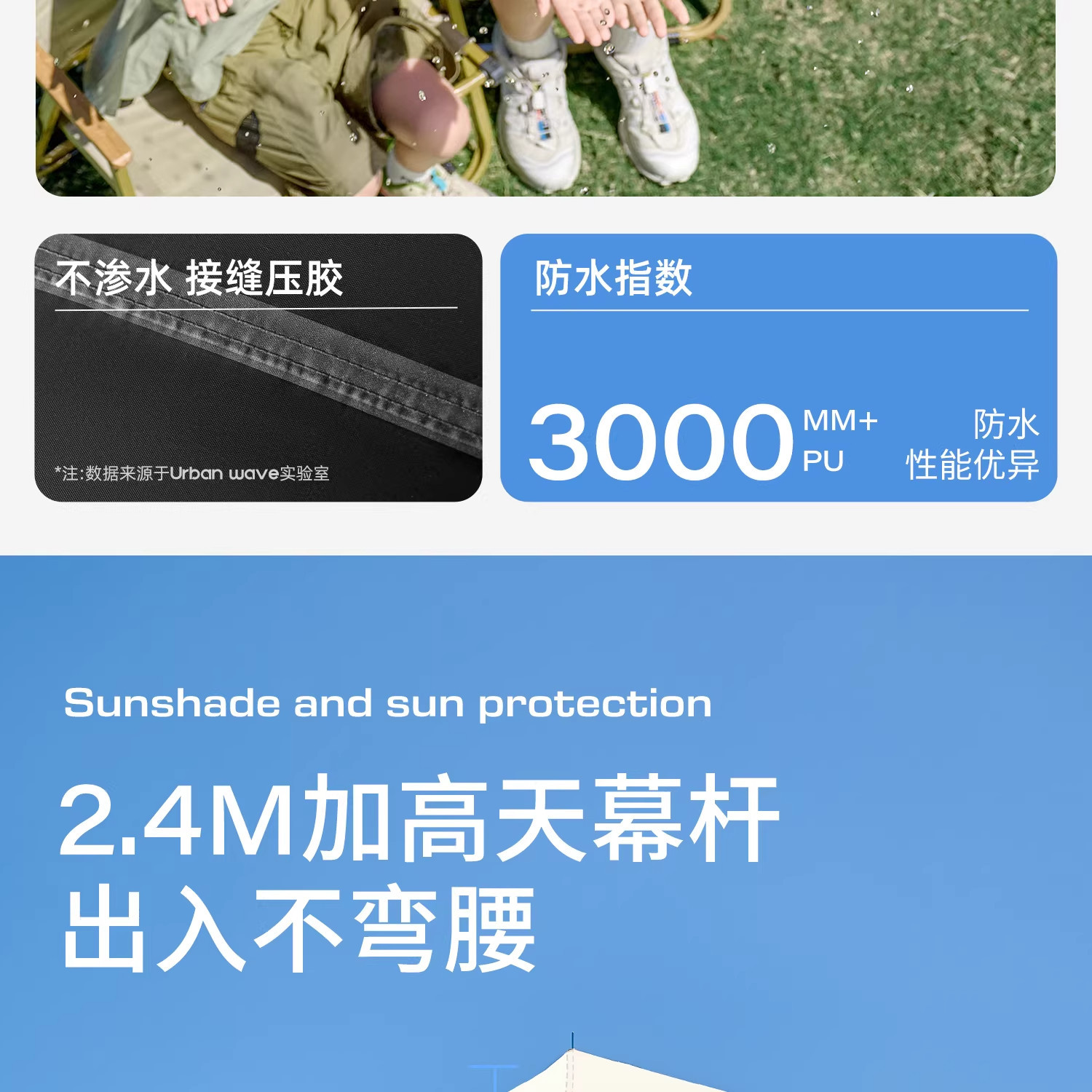 Vinyl Canopy Outdoor Table and Chair Camping New Model Quick-Open Heightened Reinforced Camping Sunshade Tent