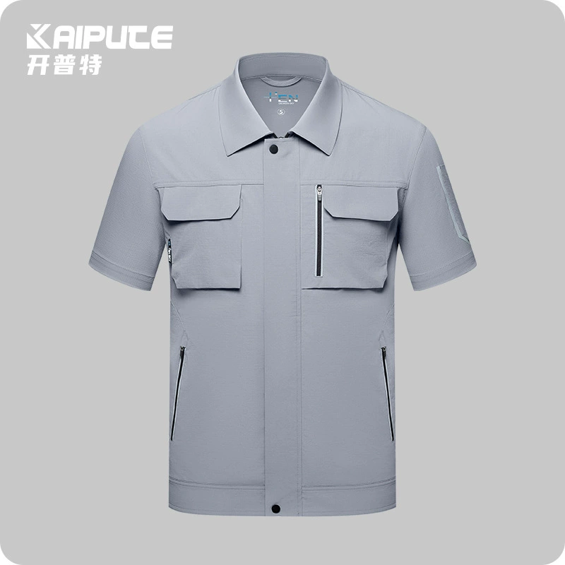 Летняя рабочая одежда с короткими рукавами, топы для мужчин с напечатанным логотипом, заводская мастерская, торговый центр, групповая одежда, быстросохнущая спецодежда