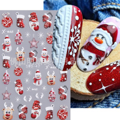 新品レリーフクリスマスネイルシールins风冬クリスマス雪だるまヘラジカ手袋バックゴム爪シール
