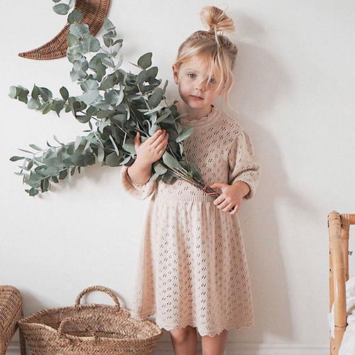 European and American new girls pure cotton dress children's hollow princess dress bebe autumn and winter baby long-sleeved dress