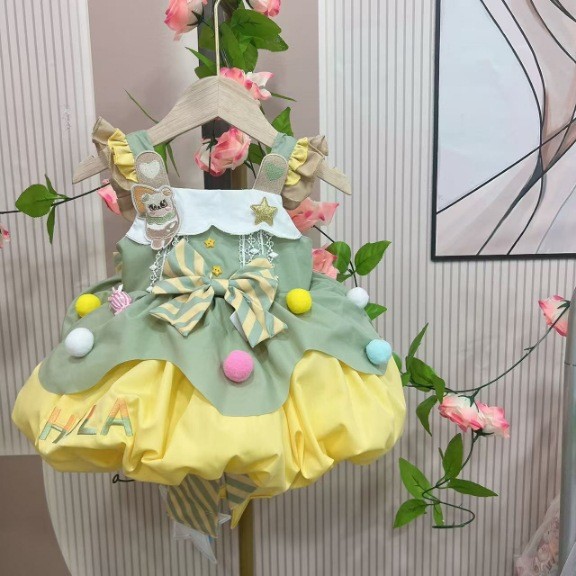 Girls Lolita Dress 2025 Summer New Style Birthday Princess Dress Fashionable Children's Flower Suspender Dress