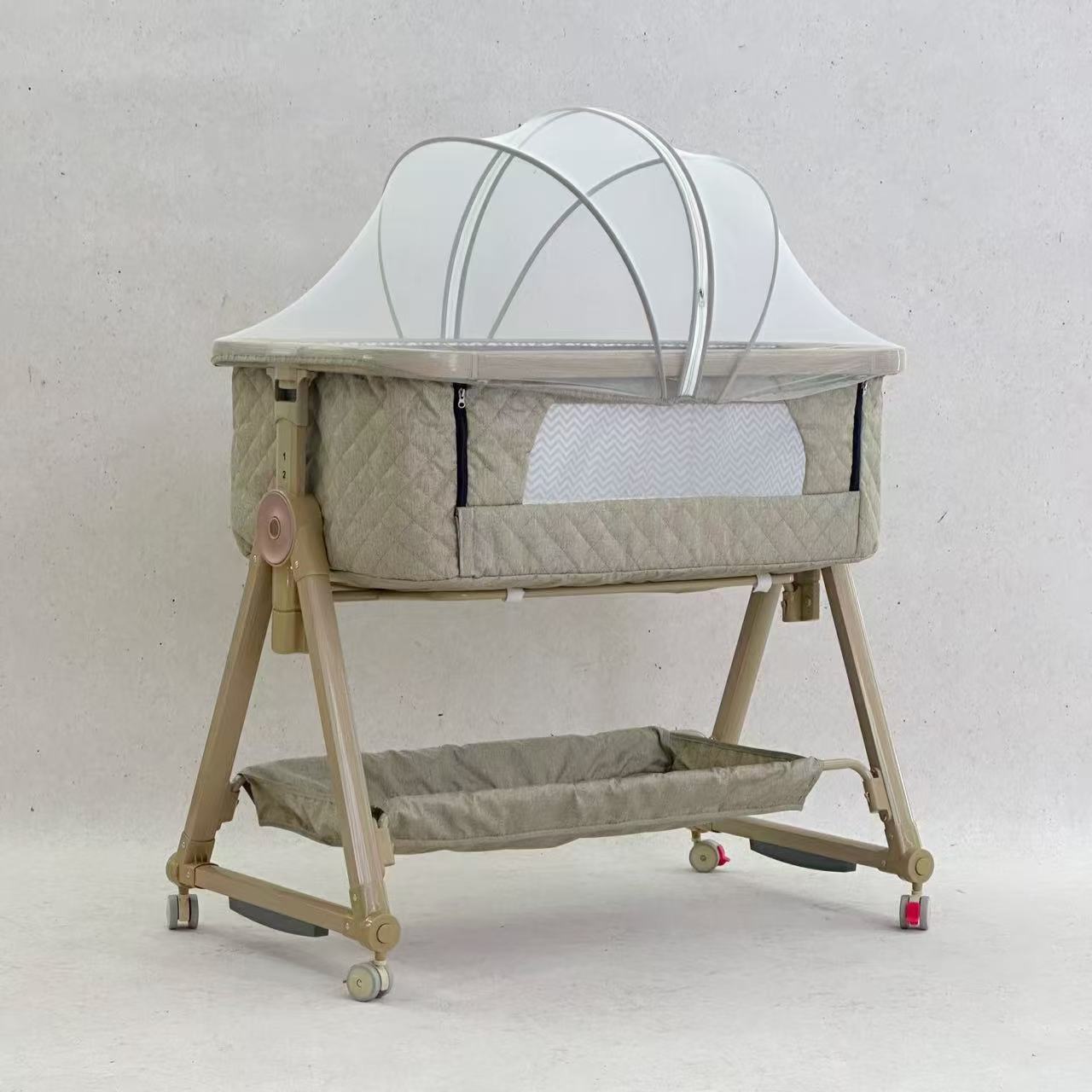 Aluminum Alloy Crib Removable Portable Baby Bed Foldable Cradle European Style Newborn Splicable