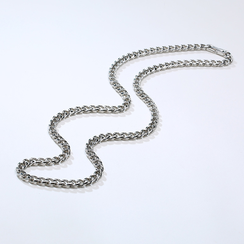 Runde, polierte Edelstahlkette, Stahlfarbe, 6 mm, Herrenschmuck im Hip-Hop-Stil, Quanxishui NC-746_voghion.com
