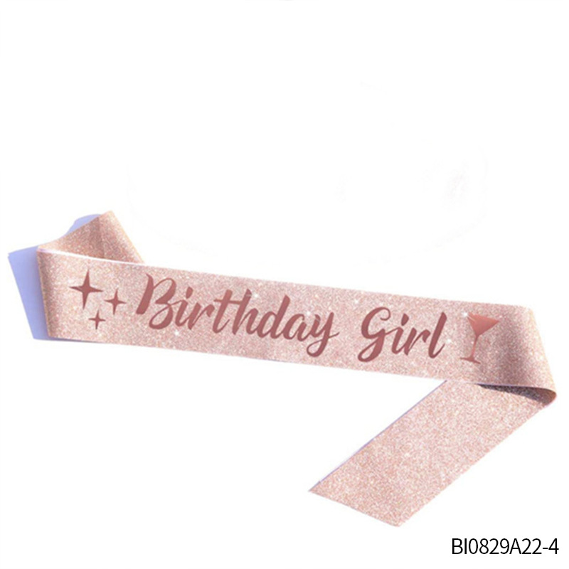 Nuevo estilo transfronterizo fiesta de cumpleaños niña decoración etiqueta correa de hombro de encaje rosa birthday giril