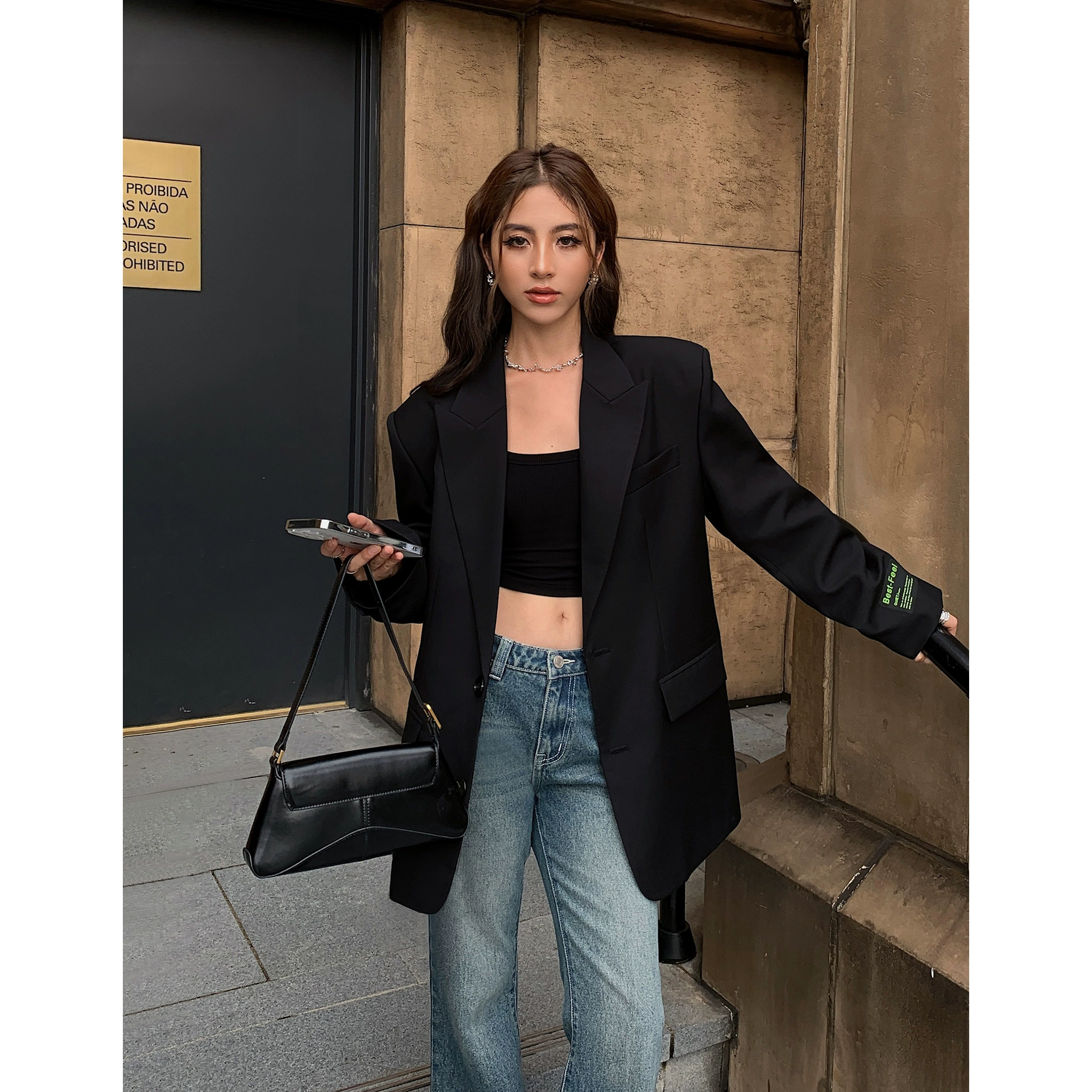 Autumn retro classic suit jacket, Korean style