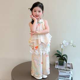 女童夏装薄款新中式国风套装夏季2025新款洋气儿童宝宝汉服两件套