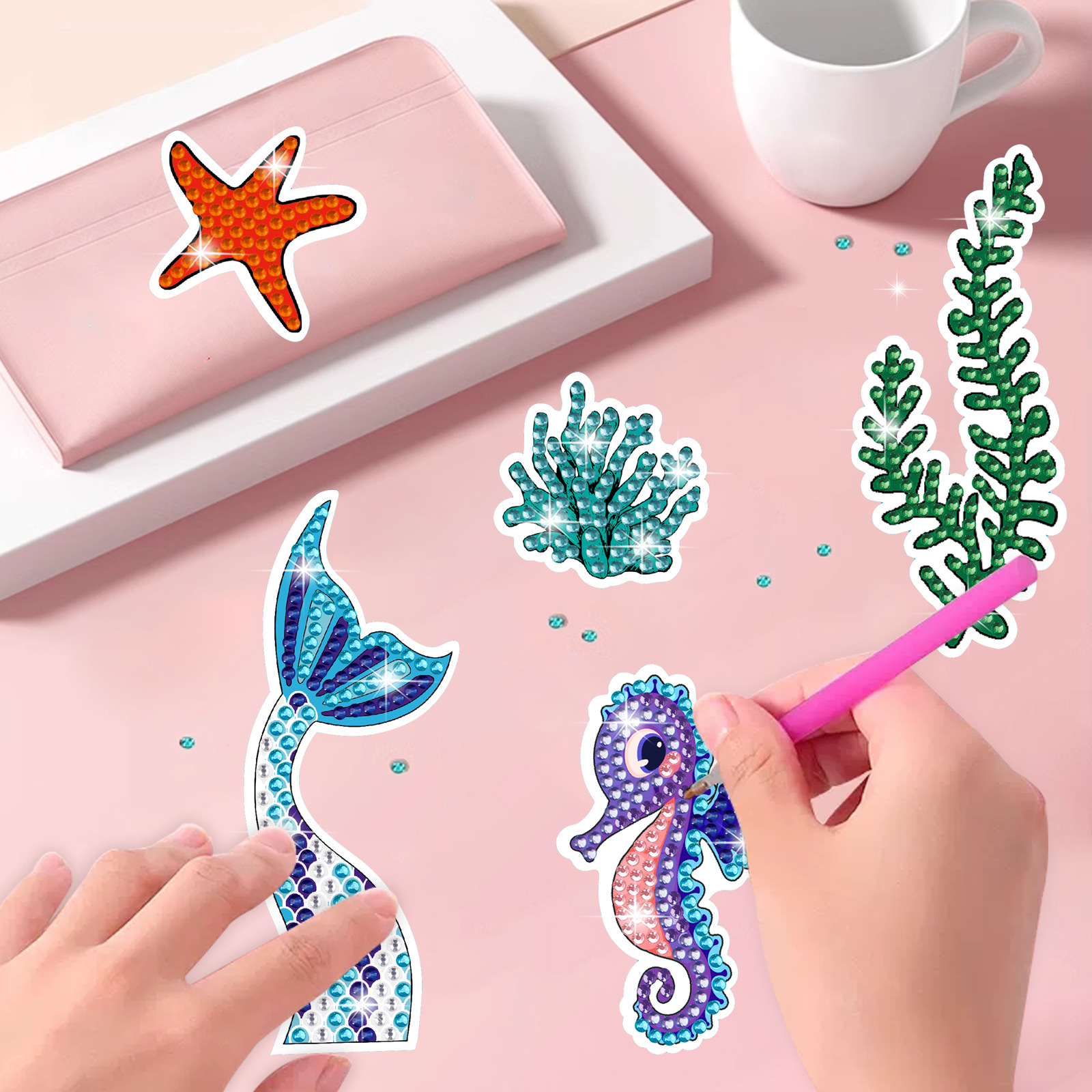 Nuevos pegatinas de taza de agua transfronterizas para niños dibujos de diamantes aleatorios pegatinas hechas a mano diy pegatinas de diamantes unicornios de dibujos animados mayorista