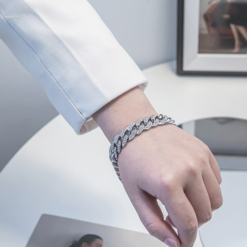 Fashion Geometric Titanium Steel Plating Artificial Rhinestones Bracelets 1 Piece