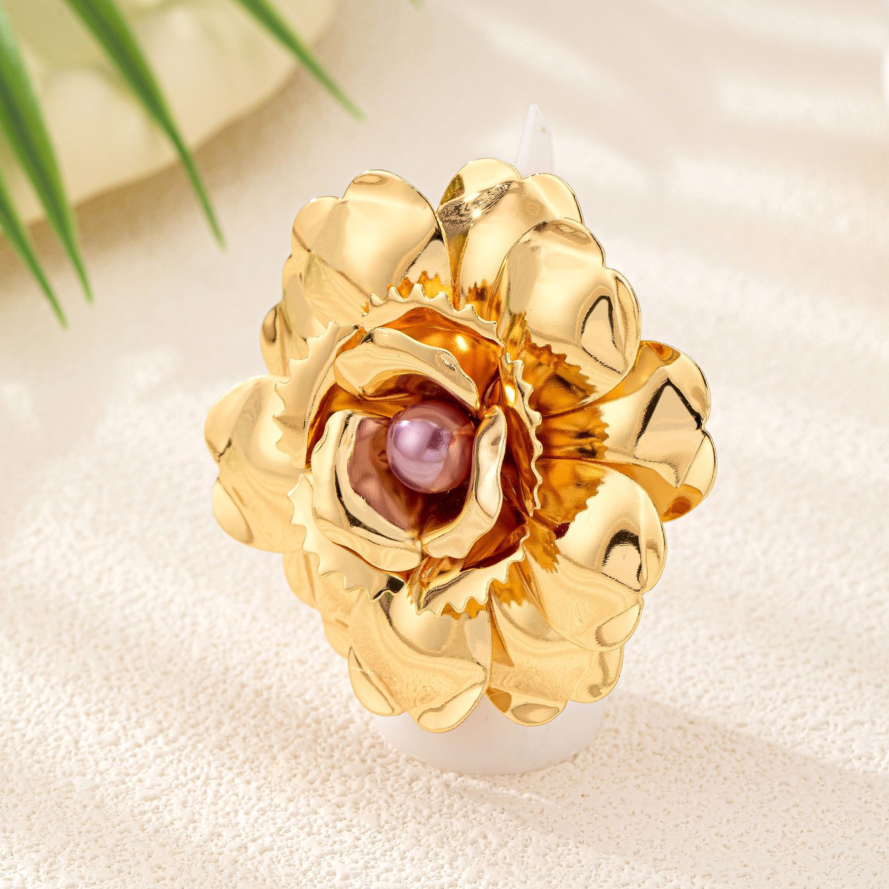 Imitation Pearl, Alloy Material Flower Pattern 1 Piece Flower Open Rings Rings Imitation Pearl Alloy Pearl Women's Retro Open Rings Rings