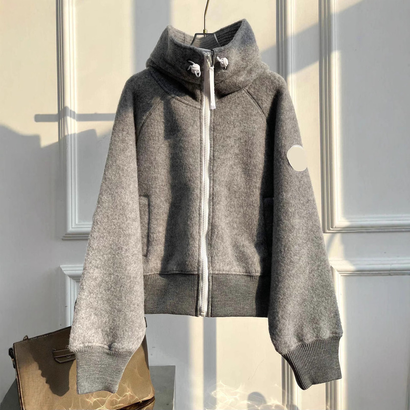 New H+ Big Goose Logo Patch Car Emblem Wool Double-Sided Fleece Letter Zipper Hooded Jacket for Men and Women