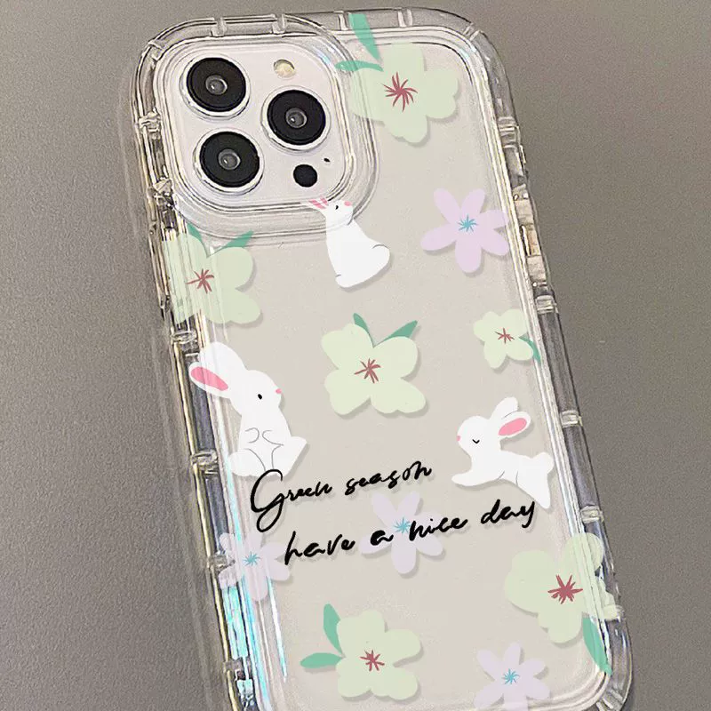 Apple, свежий совместимый кролик/кролик? не уверен. likely "новый". The input says "rabbit"; translate as "кролик" but context seems product. We'll translate literally: Apple, новый совместимый кролик, чехол для телефона, iPhone16 Pro, iPhone 15, цветы, iphone, новая коллекция, 13