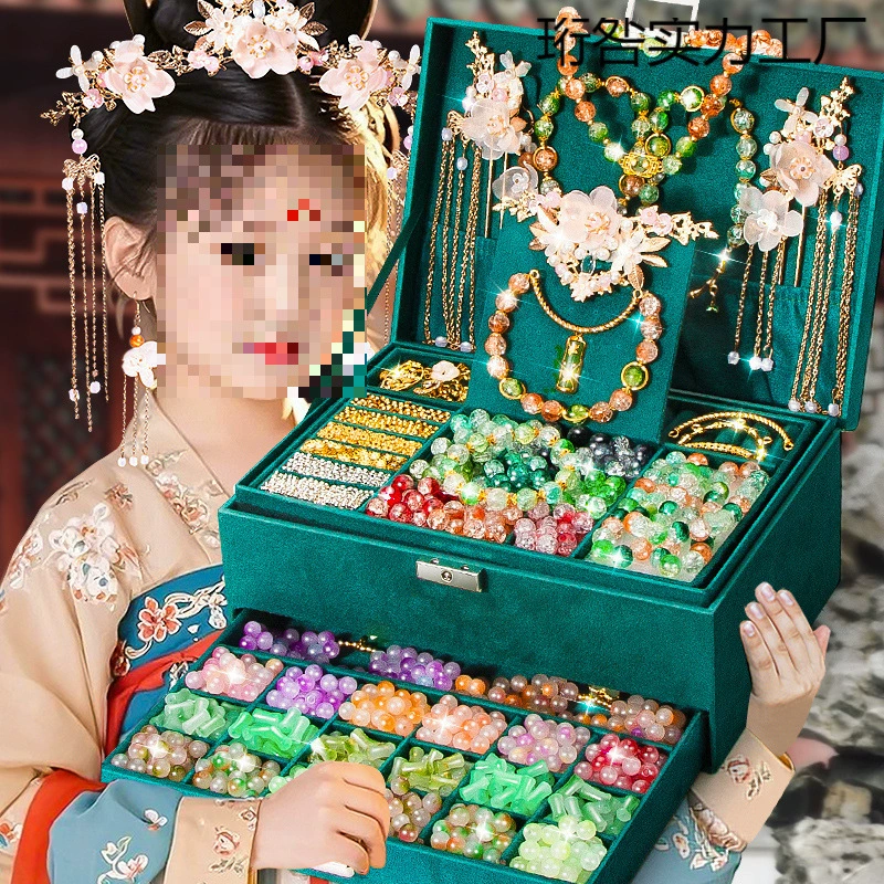 Детский браслет с бисером Подарочная коробка Материал ручной работы для девочек Игрушки Древний стиль Ювелирные изделия