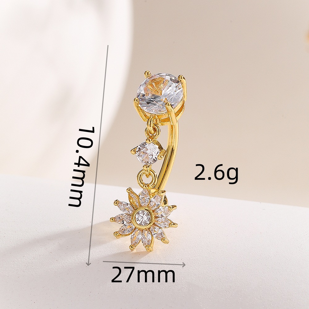 Best Seller Inverted Flower Diamond Navel Ring Body Piercing Jewelry for Women detail image 11