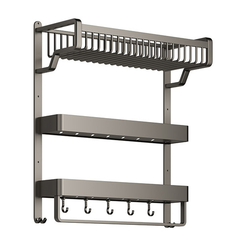 Bathroom storage rack bathroom toilet mesh basket towel rack no punching hand washing bathroom towel rack three layers