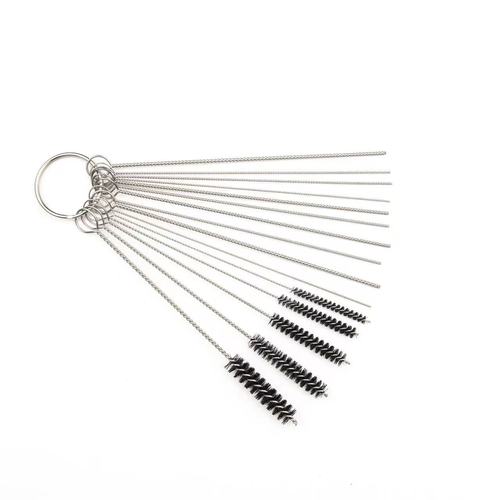 Carburetor cleaning brush 15-piece set, spray gun cutting nozzle cleaning set, stainless steel needle nylon cleaning brush
