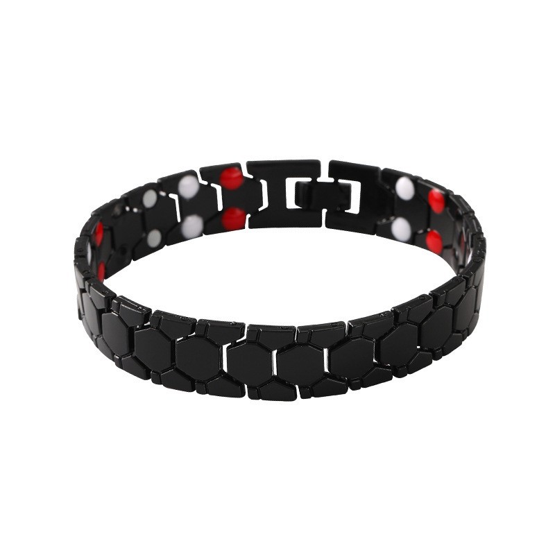 Pulsera popular transfronteriza para hombre, pulsera hexagonal esférica con imán, versión ancha cuatro en uno, pulsera para pareja, joyería de metal