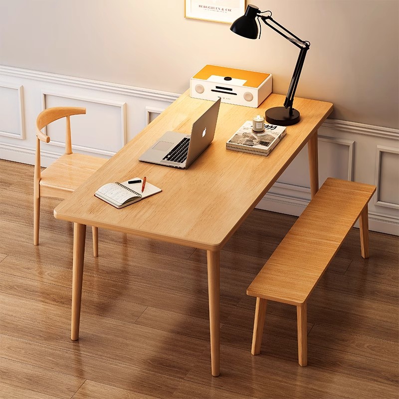 Mesa de comedor de madera sólida pequeña casa de color nuez tabla grande tabla de comedor rectangular sala de estar simple combinación de una mesa y cuatro sillas