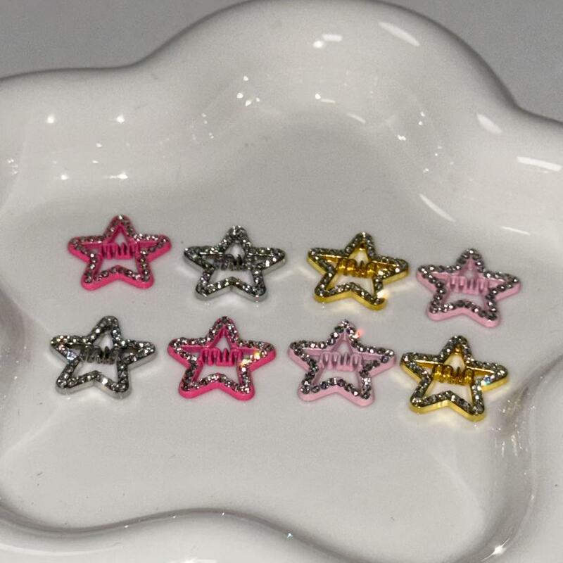 Min Alloy Five-Pointed Star DIY Material Size 18mm Hole Shoe Shoe Flower Design Hairpin Clothing Mobile Phone Case Handmade