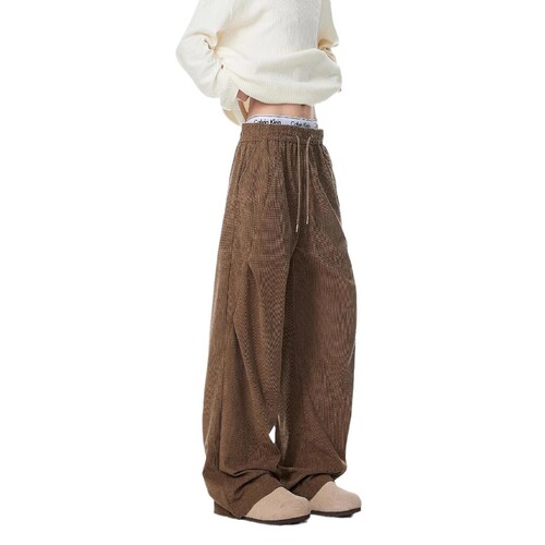 Linen Pants for Men - Winter Fleece Lined and Thickened, Streetwear Brand, Loose Straight Leg, Casual