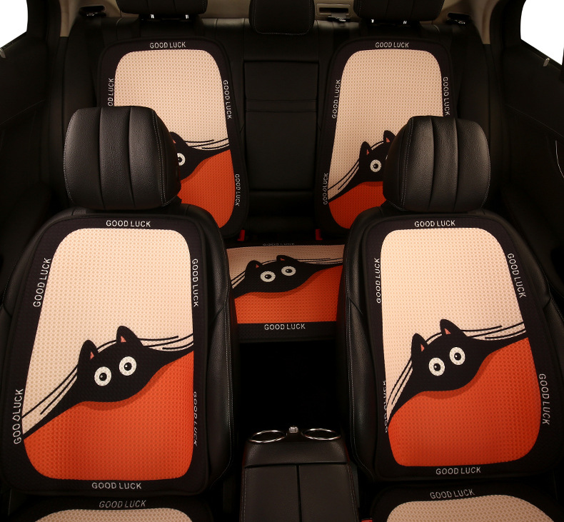 Cartoon cute women's four seasons universal breathable car cushion personalized Kitten Cat series Single piece cushion