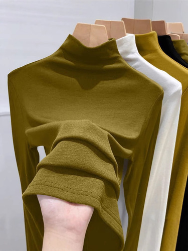 180g Threaded Half-Neck Base Layer Women's Spring, Autumn & Winter Fashionable Long-Sleeve T-Shirt – Slim-Fit Dermaline Innerwear Top