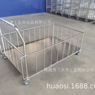 天津不锈钢平板推车-医院用304不锈钢推车-生产定制厂家-华奥西