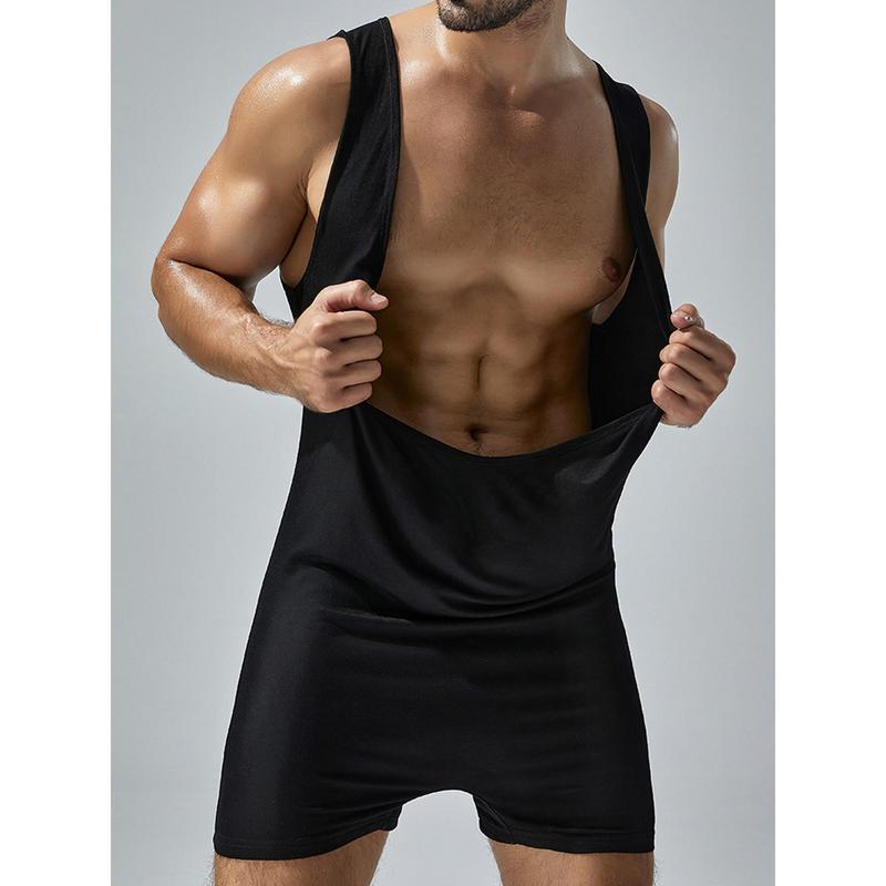 T 92898 Sleeves V-Neck Jumpsuit Men's One-Piece Vest